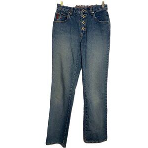 Y2K Stone Girliewear Jeans Juniors 7 Exposed Button‎ Fly Bootcut Vintage
